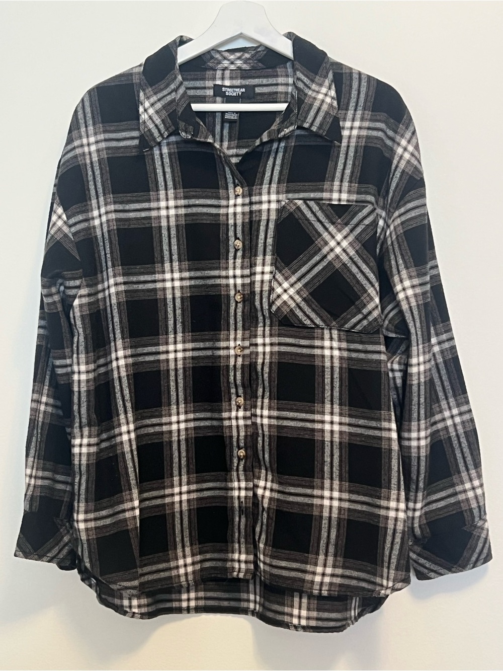 Streetwear Society Black and White Plaid Shirt